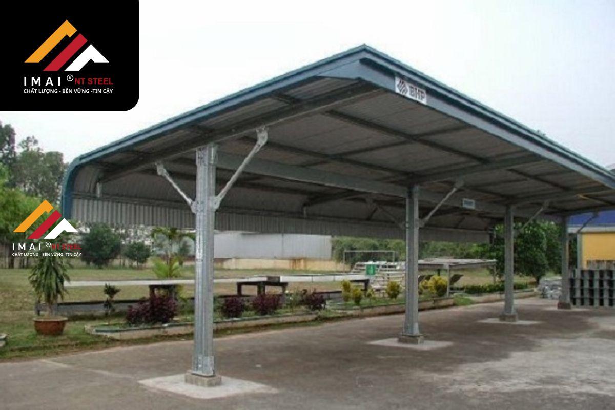 Mẫu mái khu để xe ngoài trời nhà xưởng
