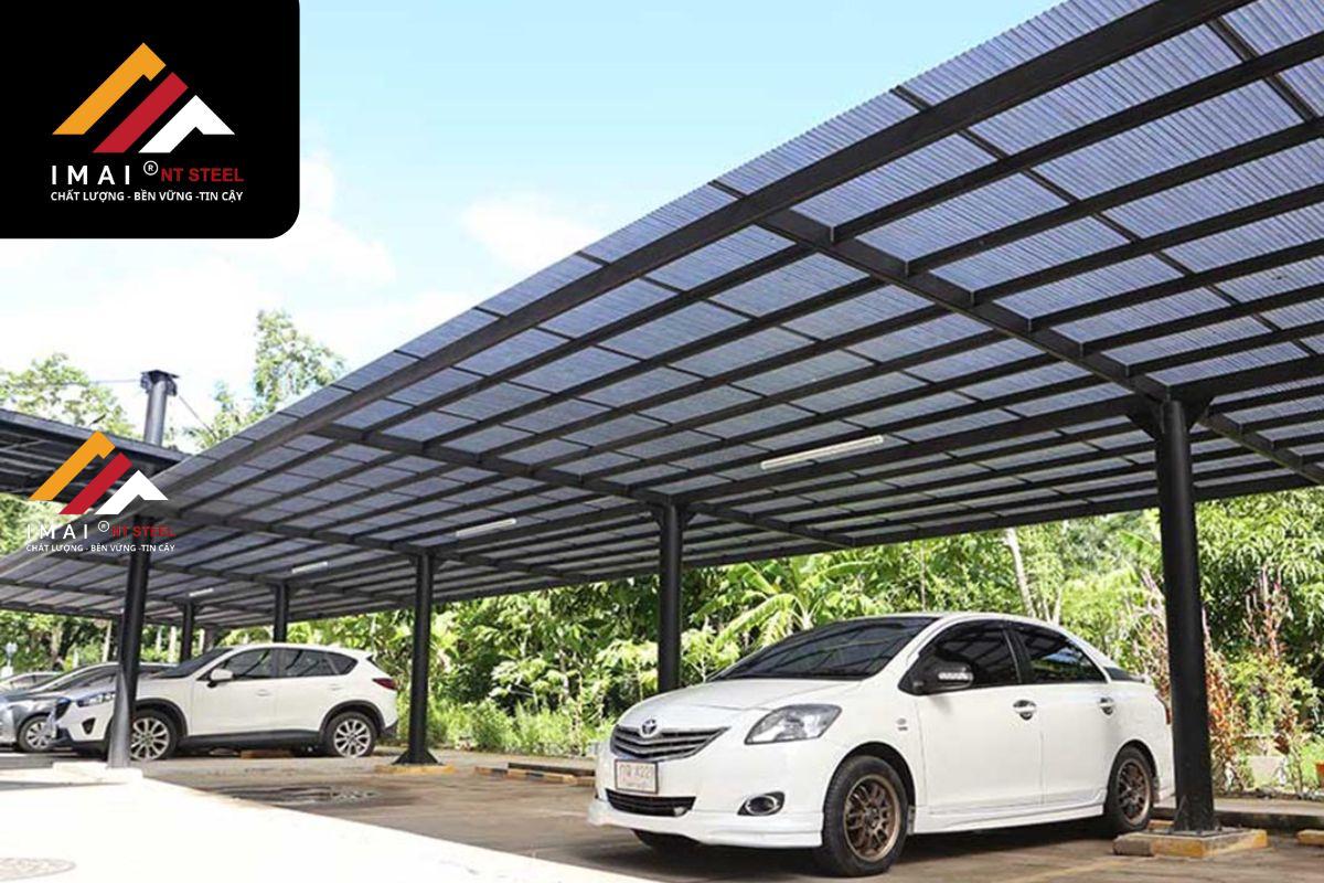 Mẫu mái khu để xe ngoài trời nhà xưởng