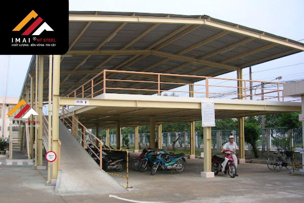 Mẫu mái khu để xe ngoài trời nhà xưởng