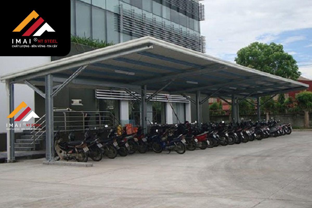 Mái khu để xe ngoài trời nhà xưởng